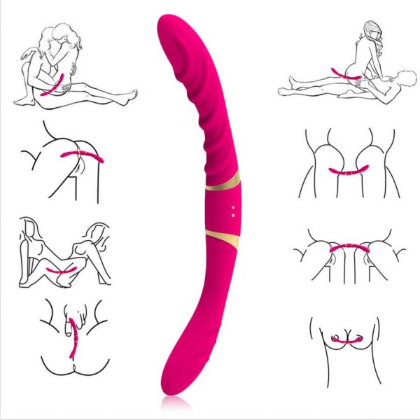 Mina Çift Taraflı Anal ve Vajina12 Mod Pembe Vibratör