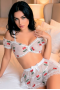 Gizemli Sexshop  Çilek Desenli Seksi Büstiyer ve Mini Etek