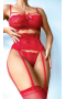 Gizemli Sexshop Kırmızı Dantel Korseli Fantezi Jartiyer Takım