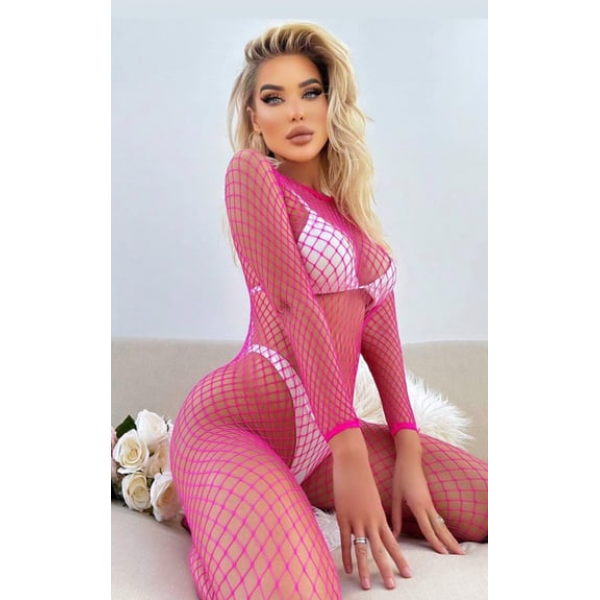 Gizemli Sexshop  Pembe Geniş File Vücut Çorabı 