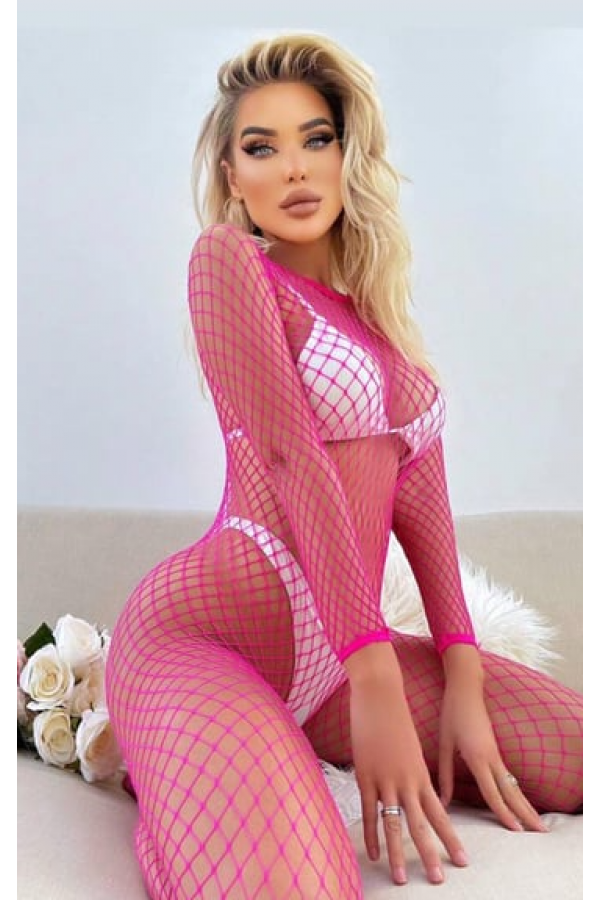 Gizemli Sexshop  Pembe Geniş File Vücut Çorabı 
