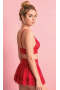Gizemli Sexshop Kırmızı Tül Fırfırlı Etekli Sütyen Takım