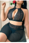 Gizemli Sexshop Siyah Dantelli Etekli Fantezi Takım