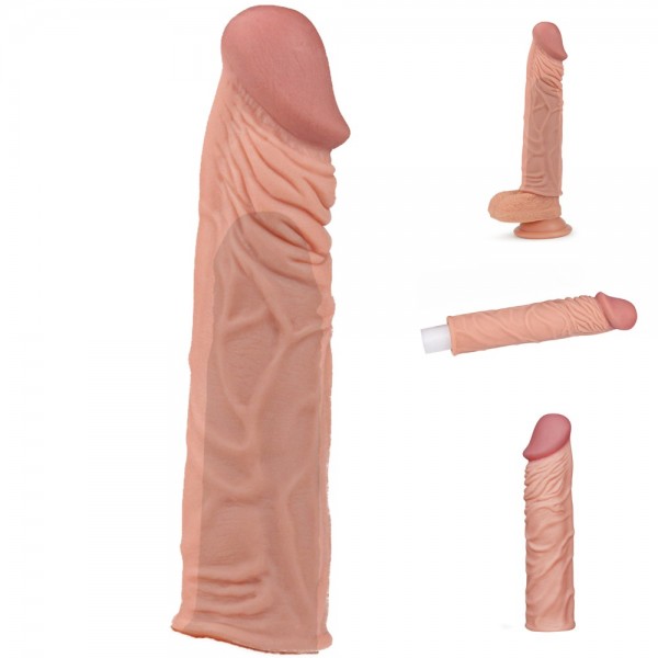 Realistik Et Dokulu 5cm Uzatmalı Penis Kılıfı