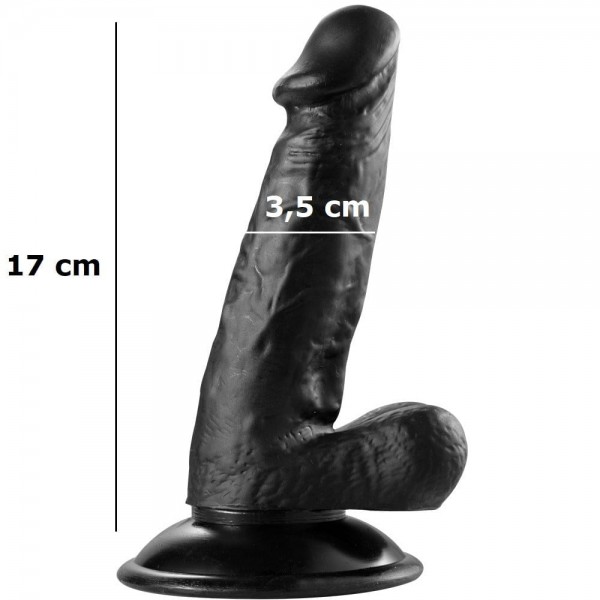 Gizemli Sexshop Siyah Realistik Vantuzlu Zenci Dildo Penis 17 cm