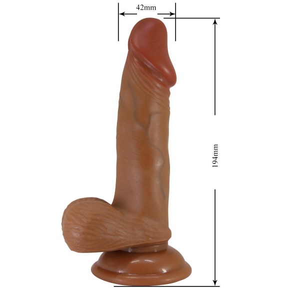 Gizemli Sexshop  Et Dokulu Gerçekçi Çift Katmanlı Silikon Melez Penis 19,4 cm