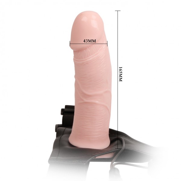 İçi Boş Titreşimli Et Teninde Damarlı Kullanılabilen 16,6 Cm Belden Bağlamalı Penis