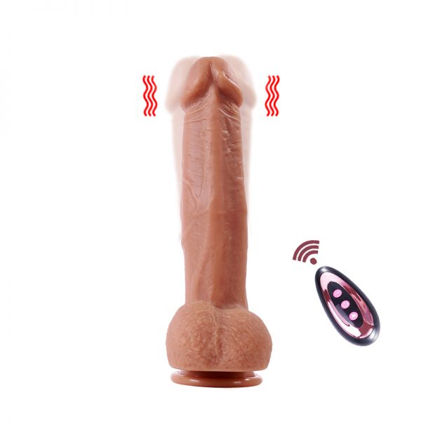 Kablosuz uzaktan Kumandalı itme gerçekçi yapay Penis vibratör katmanlı silikon süper büyük ısıtma Penis