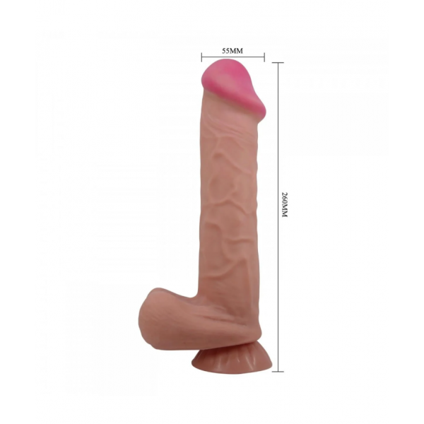 26 cm Kıkırdak Yapılı Çift Katmanlı Gerçekçi Melez Dildo Penis