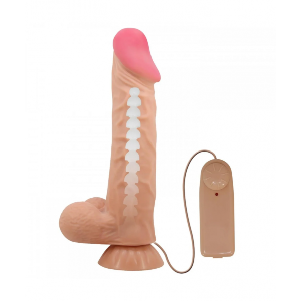 Gerçekçi görümlü 24 cm Kıkırdaklı Çift Katmanlı Gerçekçi Titreşimli Dildo Vibratör Penis