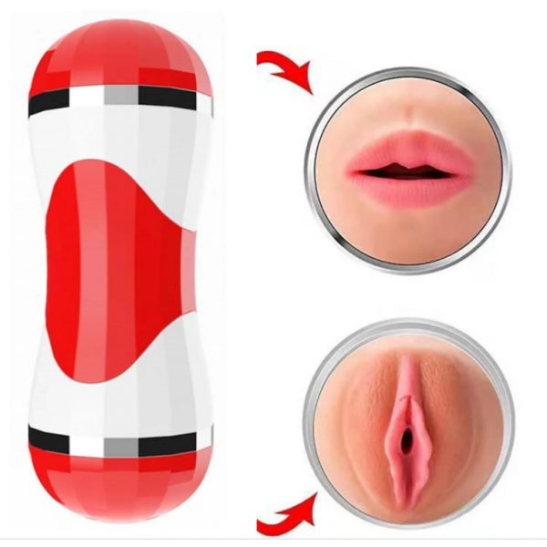 Çift Taraflı Fener Tipi Realistik Suni Vajinal ve Oral Mastürbatör
